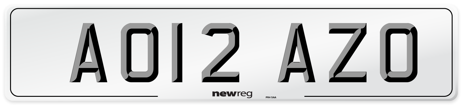 AO12 AZO Number Plate from New Reg